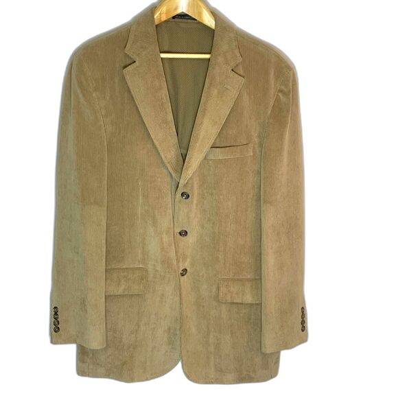 LaCrosse Tan Corduroy 3 Button Front Classic Tailored Sport Coat Size 42L - Picture 1 of 16